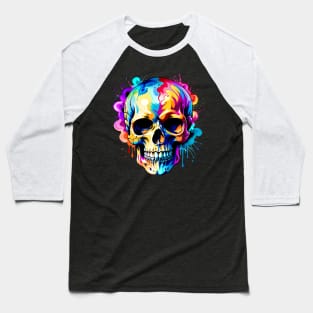 Colored Skull Design in Vibrant Vector Style Baseball T-Shirt